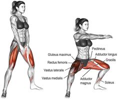 a woman doing yoga poses with muscles labeled in the upper half and lower half views