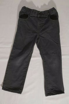 Children's Place black jeans kid pants elastic waist 5T. These great pants are soft and comfy but can be dressed up with a button front shirt.  Pre-owned, normal wear, no rips or stains, knees show very slight wear under bright light. Measurements (please compare to your child's pants to ensure fit): Size: 5T Inseam: 15.5" Waist: 9.5" Front Rise: 7.5" Rear Rise: 10" Smoke & Pet Free Home 0192 SHIPPING: I will combine shipping. I will combine and ship in the most economical way possible. RETURNS: Pants Elastic Waist, Jeans Kids, Kids Pants, Bright Light, Button Front Shirt, Black Kids, Childrens Place, Jeans Pants, Grey Jean