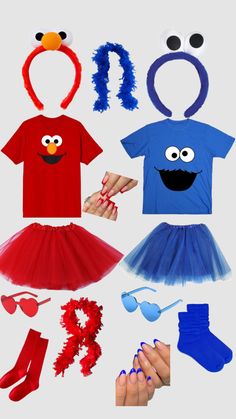 an assortment of items made to look like sesame street characters are featured in this image