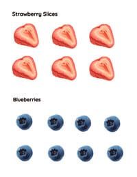 blueberries and strawberry slices are shown in this diagram