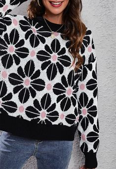 The Emes Shop sweater is detailed with funky geometric floral prints. Features a crew neck line. knit material. long sleeves. and regular fit. Pair it with colored jeans and sneakers for a fun look.MATERIAL:100% AcrylicMEASUREMENTS: Product Length 23.6"-24.4"in 4-6-Small | Waist: 25"-26.5"in | Chest: 33"-34.5"in 6-8-Medium | Waist: 26.5"-28"in | Chest: 34.5"-36"in 8-10-Large | Waist: 28"-29.5"in | Chest: 36"-37.5"in 10-12-X-Large | Waist: 29.5"-31"in | Chest: 37.5"-39"in MEASUREMENTS: Product Le Trendy Crew Neck Jacquard Knit Sweater, Trendy Jacquard Knit Crew Neck Sweater, Casual Jacquard Knit Sweater With Crew Neck, Trendy Patterned Crew Neck Sweater, Casual Long Sleeve Printed Sweater, Casual Geometric Pattern Sweater For Fall, Casual Long Sleeve Patterned Sweater, Casual Geometric Pattern Fall Sweater, Spring Jacquard Knit Patterned Sweater