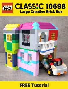 an image of a large lego brick box with instructions to make it look like a house