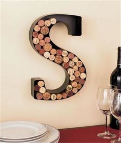 the letter s is made out of wine corks