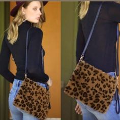 Add This Stylish Crossbody Bag That Can Be Worn As A Wristlet. Soft Faux Fur Leopard Print Crossbody Bag. Lightweight And Goes Well With Jeans Or Other Apparel. Season: Fall And Winter Dimensions: 11w X 9h Fall Shoulder Clutch Bag For On-the-go, Brown Clutch Shoulder Bag With Mobile Phone Pocket, Brown Mobile Phone Shoulder Clutch, Brown Crossbody Clutch, Brown Travel Clutch For Fall, Brown Trendy Clutch With Adjustable Strap, Trendy Brown Clutch With Adjustable Strap, On-the-go Brown Clutch, Casual Brown Shoulder Bag Clutch