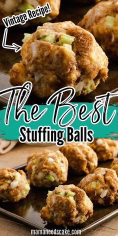 the best stuffing balls recipe with text overlay