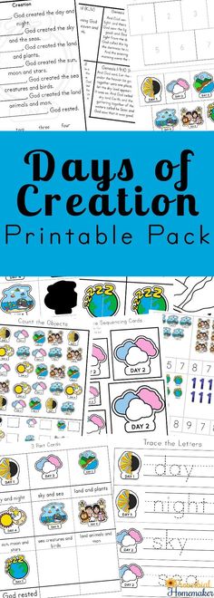 the days of creation printable pack for kids