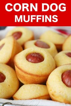 corn dog muffins with ketchup in the middle