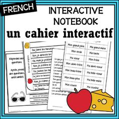 french interactive notebook with an apple and cheese