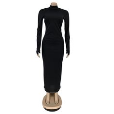 Sexy Solid Color Backless Long Sleeve Skinny Long Dress Black Long Sleeve Bodycon Backless Dress, Black Fitted Long Sweater Dress, Non-stretch Long Sweater Dress, White Stretch Long-sleeve Maxi Dress, Long Dress, Solid Color, Long Sleeve, Color