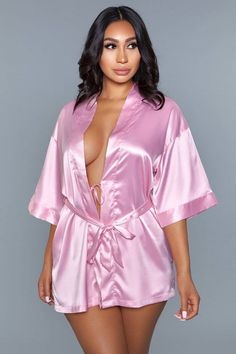 Pretty Robes, Satin Kimono, Satin Sash, Cami Set, Flowy Sleeves, Bridal Lingerie, Kimono Sleeve, Pink Satin, Catsuit