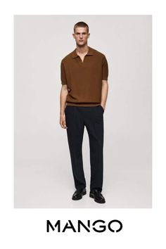 Take advantage of the best discount of the year with Black Friday, Straight design, Micro-structure finish, V-neck polo collar without closure, Short sleeve, Straight hem, The model is 6'3" and is wearing a size M, Medium-knit fabric, Ribbed finishes on the collar, sleeve and, 100% cotton fabric Mango Man, Cotton Polo Shirt, Cotton Polo, Polo Collar, Knit Cotton, Mens Polo Shirts, Mens Polo, Knitted Fabric, Mango