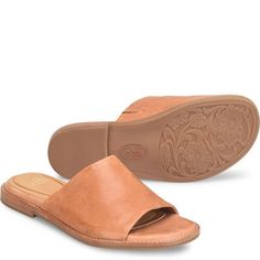 Noble | Sofft Shoe Classic Slip-on Slides For Summer, Comfortable Slides For Everyday Spring Wear, Comfortable Everyday Slides For Spring, Summer Open Toe Slides With Stitched Sole, Summer Slides With Stitched Sole And Open Toe, Comfortable Everyday Summer Slides, Casual Leather Mules For Beach, Classic Beach Mules With Leather Footbed, Leather Sole Slides For Spring Vacation