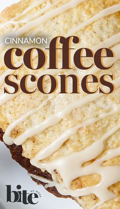 cinnamon coffee scones with icing on a plate