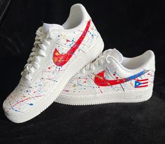 Custom painted Puerto Rico design on a pair of AF1. Paint is waterproof and scratch resistant. What I do is order your size and paint this design on 🔥Available in any size.  The design is not affiliated with Nike! The shoes are real Nike shoes but the design is hand painted by me! White Custom Sneakers With Waterproof Paint For Sports, White Custom Sneakers With Waterproof Paint And Round Toe, White Custom Sneakers With Paint Splatter For Sports, Custom White Sneakers With Waterproof Paint, Sporty White Custom Sneakers With Paint Splatter, White Custom Paint Splatter Sneakers For Sports, Custom High-top White Sneakers With Waterproof Paint, Artistic White Custom Sneakers With Waterproof Paint, White Sporty Custom Sneakers With Paint Splatter