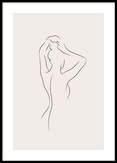 a line drawing of a woman's back with her hands behind her head