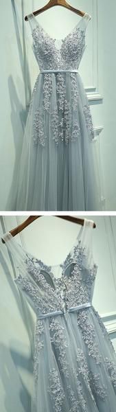 Simple Design Lace Beaded Long A-line Tulle V-back Zip Up Prom Dresses – SofieBridal #sofiebridal #promdresses #lace #tulle #longpromdresses Sukienki Maksi, Elegant Homecoming Dresses, Tulle Long Dress, Prom Dresses 2018, 파티 드레스, Homecoming Dresses Long, Prom Dresses Sleeveless, فستان سهرة, Zuhair Murad