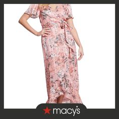 in stock Floral Wrap Dress, Floral Dresses Long, Printed Wrap Dresses, Wrap Dress Floral, Maxi Dress With Sleeves, Guess Jeans, Nordstrom Dresses, Cocktail Dress Party, Xl Dress