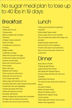 Day 1 - The change begins
Day 3 - Metabolism speed increases
Day 7 - Better mood, improved sleep
Day 14 - Less stress, more confident
Day 20 - Deal with food craving
Day 28 - See visible results in 4 weeks! No Sugar Meal Plan, Cauliflower Frittata, Baked Omelette, Best Keto Pancakes, Dinners Under 500 Calories, Mushroom Salad, Watercress Salad, Shrimp Fried Rice, Coconut Soup