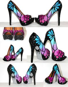 Heels Butterfly, Crystal Wedding Shoes, Prom Heels, Dare To Be Different, Fancy Shoes, Prom Shoes, Unique Shoes, Fabulous Shoes, Crystal Wedding