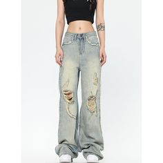 M-064-20 Fall Outfits Pinterest, Baggy Ripped Jeans, Jeans Material, Type Of Pants, Straight Pants, Ripped Jeans, Womens Bottoms, Fall Outfits, Color Blue