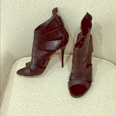 Black Leather Good Condition. Strap Bootie. Open Toe. 3” Heel. Slight Scuff Of Heel. Zip Back. Zanotti Shoes, Giuseppe Zanotti Shoes, Leather Booties, Shoes Heels Boots, Giuseppe Zanotti, Bootie, Shoes Women Heels, Heeled Boots, Open Toe