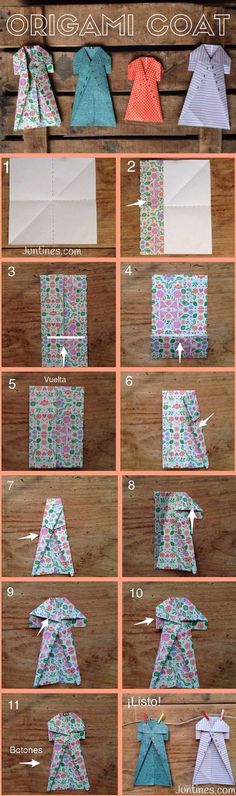 instructions to make an origami dress with paper on the bottom and in the middle