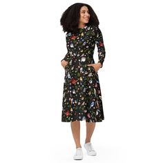 Bird Lover Print Dress | Woodland Bird Dress with Pockets | Bird Watcher Dress | Dress for Bird Lover | Dress for Bird Watcher | Plus Size Soft, flared and flowy dress. The best part about the dress? It. Has. Pockets. * 95% polyester, 5% elastane (fabric composition may vary by 1%) * Fabric weight: 6.19 oz/yd2 (210 g/m2) (weight may vary by 5%) * Premium knit mid-weight jersey fabric * Midi length * Long sleeves * Side pockets * Boat neckline * Fitted on the waist * Flared bottom part 🐝 Shippin Spooky Dress, Casual Evening Dresses, Lover Dress, Bird Dress, Bird Watcher, Casual Evening, Bird Lover, Midi Dress Casual, Shipping Orders