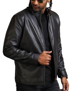 Men's Biker Black Leather Jacket Introducing a must-have piece from the AlexGear designer collection: the men's classic black jacket. A timeless piece of outerwear that fulfills all your fashion needs, this jacket is bound to become one of your most cherished possessions in your wardrobe. Featuring a simple design, it exudes sophisticated allure while offering ease of styling with any attire. Featuring top-notch craftsmanship, this black biker jacket is constructed utilizing premium-quality genu Planning Outfits, Collarless Leather Jacket, Red Jacket Leather, Celebrity Inspired Outfits, Black Biker Jacket, Blue Leather Jacket, Leather Jacket With Hood, Fur Clothing, Taylor Swift Outfits