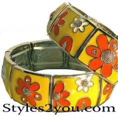 Boho Chic and Bohemian fashion Trendy Metal Jewelry For Spring, Spring Metal Bracelets As Gift, Vintage Flower Bracelets For Spring, Spring Flower Metal Bracelets, Spring Flower-shaped Metal Bracelets, Trendy Silver Flower Bracelets, Adjustable Stretch Bracelet For Spring, Trendy Rhinestone Bracelets, Vintage Spring Bracelet Jewelry