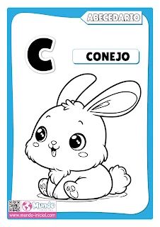 the letter c is for rabbit coloring page with an image of a bunny sitting down