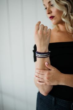 This gemstone bracelet features natural amethyst crystals. The smooth Amethyst beads are a lovely deep purple. The simple design allows the beauty of the stones to shine. This bracelet is perfect on its own, or stacked with your favorite bracelets. At checkout, choose a silver or gold clasp for your bracelet. * METAPHYSICAL PROPERTIES OF AMETHYST * balance courage peace protection temperance wisdom Free gift with every crystal jewelry purchase from Gems by Kelley: a beautiful card with the metap Hand Wrapped Purple Bracelets, Everyday Purple Hand-strung Jewelry, Minimalist Purple Bracelet For Everyday Wear, Minimalist Purple Bracelet For Everyday, Minimalist Purple Everyday Bracelet, Purple Bracelet Jewelry For Everyday, Purple Stackable Jewelry With Round Beads, Spiritual Purple Stackable Bracelets, Spiritual Purple Stackable Bracelet