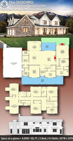 the floor plan for a house with three levels and four rooms, including an attached garage