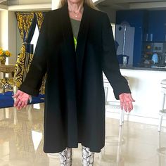 Vintage Dior - Rare Swing Coat Size 10 I’m 120 Lbs 5’5” Color Black Luxury Fall Career Outerwear, Luxury Long Sleeve Outerwear For Daywear, Luxury Fitted Outerwear For Daywear, Luxury Fitted Daywear Outerwear, Dior Coat, 120 Lbs, Vintage Dior, Christian Dior, Black Color