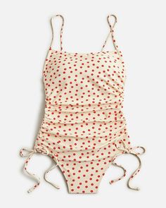 Shop  for the Ruched squareneck one-piece swimsuit in red dot print for women. Find the best selection of women womens-categories-clothing-swimwear-ruched available in-stores and on line. Polka Dot Swimwear For Summer, Polka Dot Swimwear For Summer Swimming, Polka Dot One-piece Swimwear For Pool, Polka Dot Swimwear For Poolside Summer, Red Drawstring Swimwear For Swimming, Polka Dot One-piece Beachwear Swimwear, Polka Dot One-piece Beachwear, Polka Dot Beachwear Swimwear For Summer, Polka Dot Beachwear For Summer