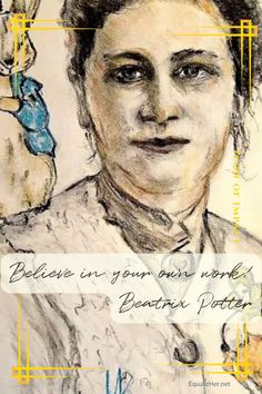 a drawing of a woman holding a bird in her right hand and the words below it