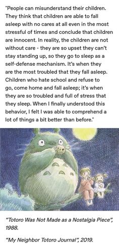 an illustration from the book totoro was not made as a nostalgic place