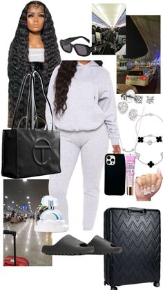 Black Sweatsuit Outfit, Airport Outfits Black Women, Baddies Outfits, Summer Baddie, Airport Fit, Airport Outfits, Airport Fits