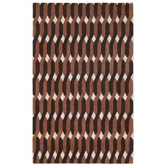 a brown and white rug with an abstract design