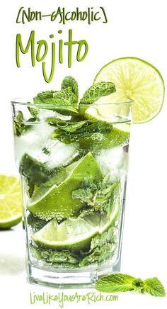 mojito with lime and mint on the side