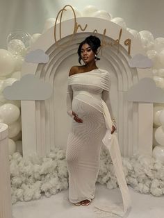 Momyknows White Mesh Irregular Ruched Draped Off Shoulder Bodycon Elegant Cocktail Party Gown Maternity Photoshoot Baby Shower Maxi Dress Tulle Baby Shower, Elegant Cocktail Party, Gender Reveal Outfits, Maternity Sundress, Plus Size Maternity Dresses, Shower Outfits, Maternity Nursing Dress, Maternity Midi Dress