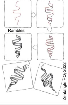 four different types of spirals are shown in this drawing lesson, which shows how to draw