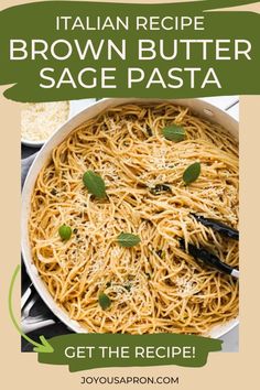 the cover of italian recipe brown butter sage pasta