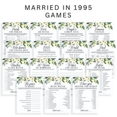 Floral Wedding Anniversary Game Templates | Married in 1995