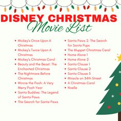 the disney christmas movie list is shown