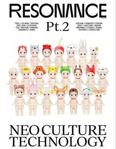 a magazine cover with an image of many dolls in different colors and sizes on it