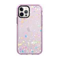 the back of an iphone case with confetti on it