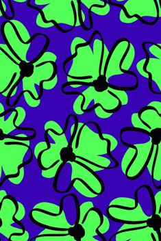 green and black flowers on a blue background