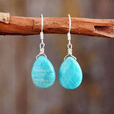 Amazonite Earrings, Gemstone Drop Earrings, Bracelet Pandora, Amazonite Stone, Teardrop Dangle Earrings, Bleu Turquoise, Blue Gemstones, Elegant Earrings, Stone Earrings