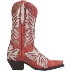 Style number DP4348-RD. Red western full grain leather boot. White western design on foot and upper. Medium black cowboy stacked heel. Easy pull on with boot tabs. Ultimate flex insole. Leather outsole. Snip toe. 11 in shaft height. Elegant Boots, Black Cowboy, Dan Post, Western Design, Western Boot, Leather Boot, Stacked Heel, Western Boots, Full Grain Leather