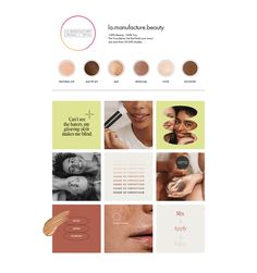 the website for an organic beauty brand is displayed on a white background with multiple images